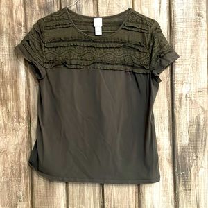 H&M olive green lacy top